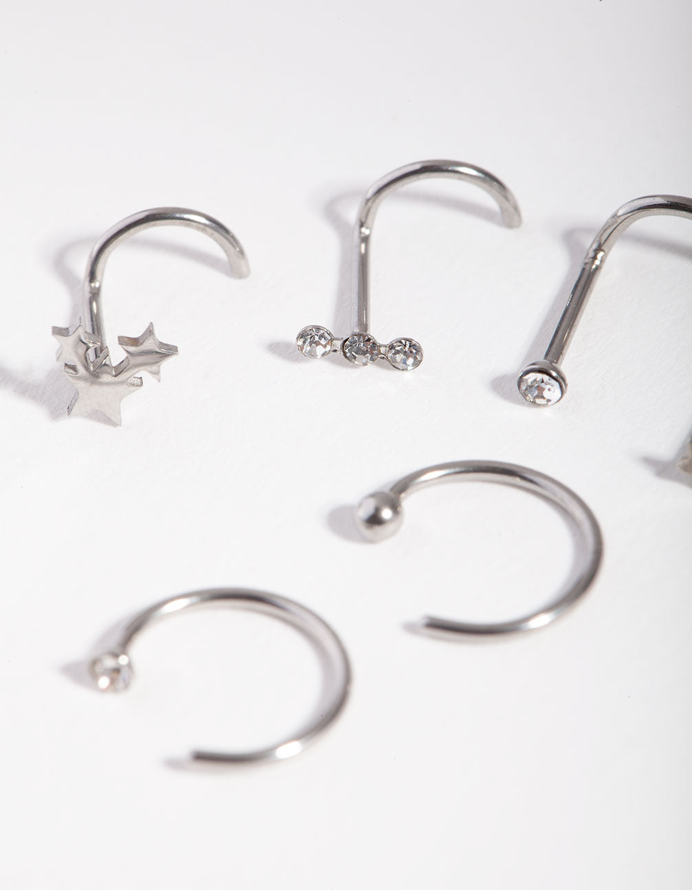 Surgical Steel Starry Diamante Nose Piercing 6-Pack