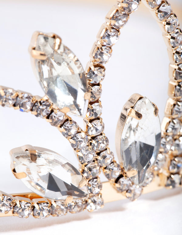 Gold Crystal Pearl Shape Crown Headband