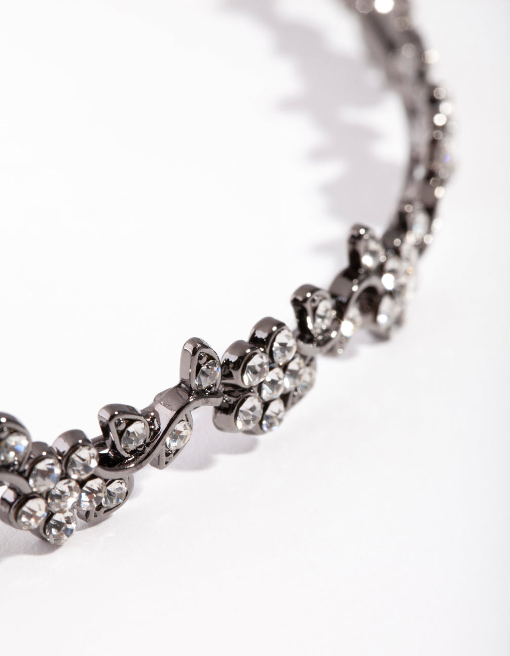Matte Black Diamante Flower Tie Halo Headband
