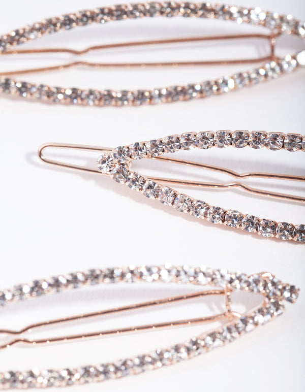 Gold Diamante Open Marquise Pack Clip