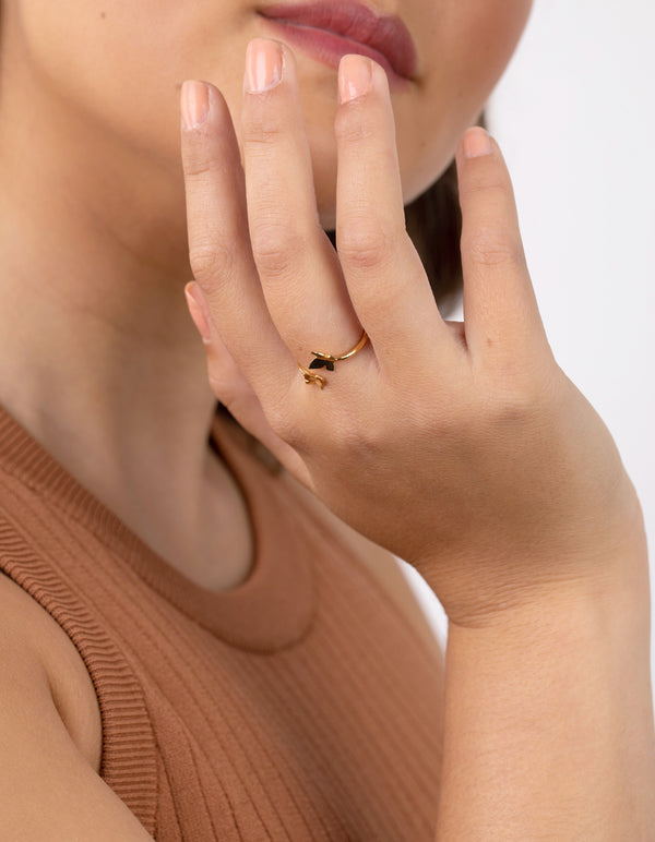 Yellow Gold Plated Sterling Silver Open Butterfly Ring