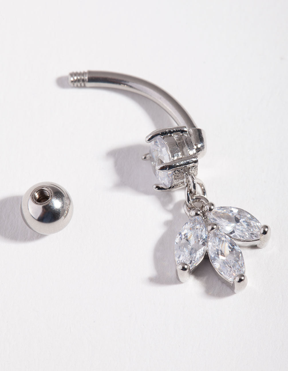Surgical Steel Cubic Zirconia Marquise Dangle Bellybutton Ring