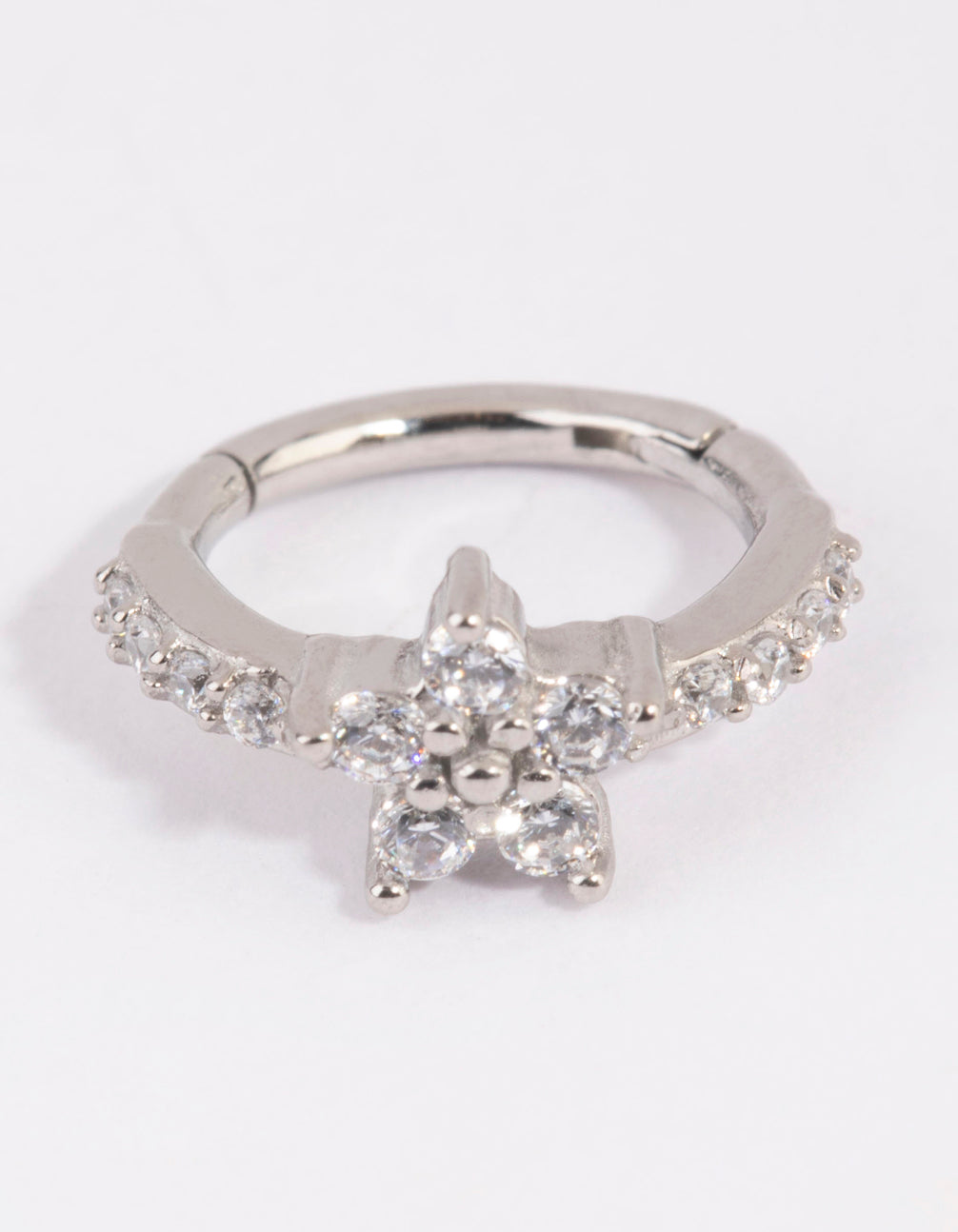 Surgical Steel Cubic Zirconia Flower Clicker