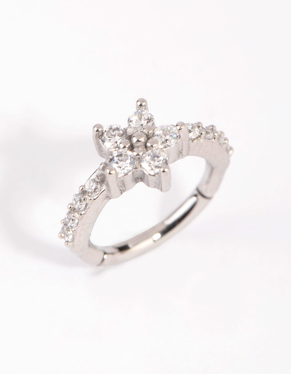 Surgical Steel Cubic Zirconia Flower Clicker