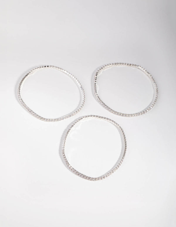 Silver Fine Cupchain Pack Stretch Bracelets