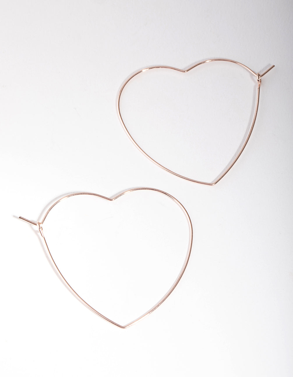 Rose Gold Heart Outline Hoop Earrings