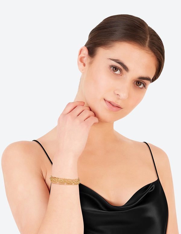 Gold Statement Mixed Chain Pack Bracelet
