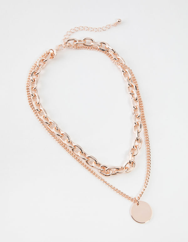 Rose Gold Mid Chain & Pendant Necklace