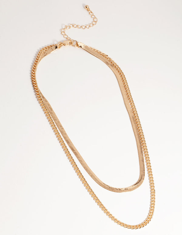 Gold Short Chain 2-Row Necklace
