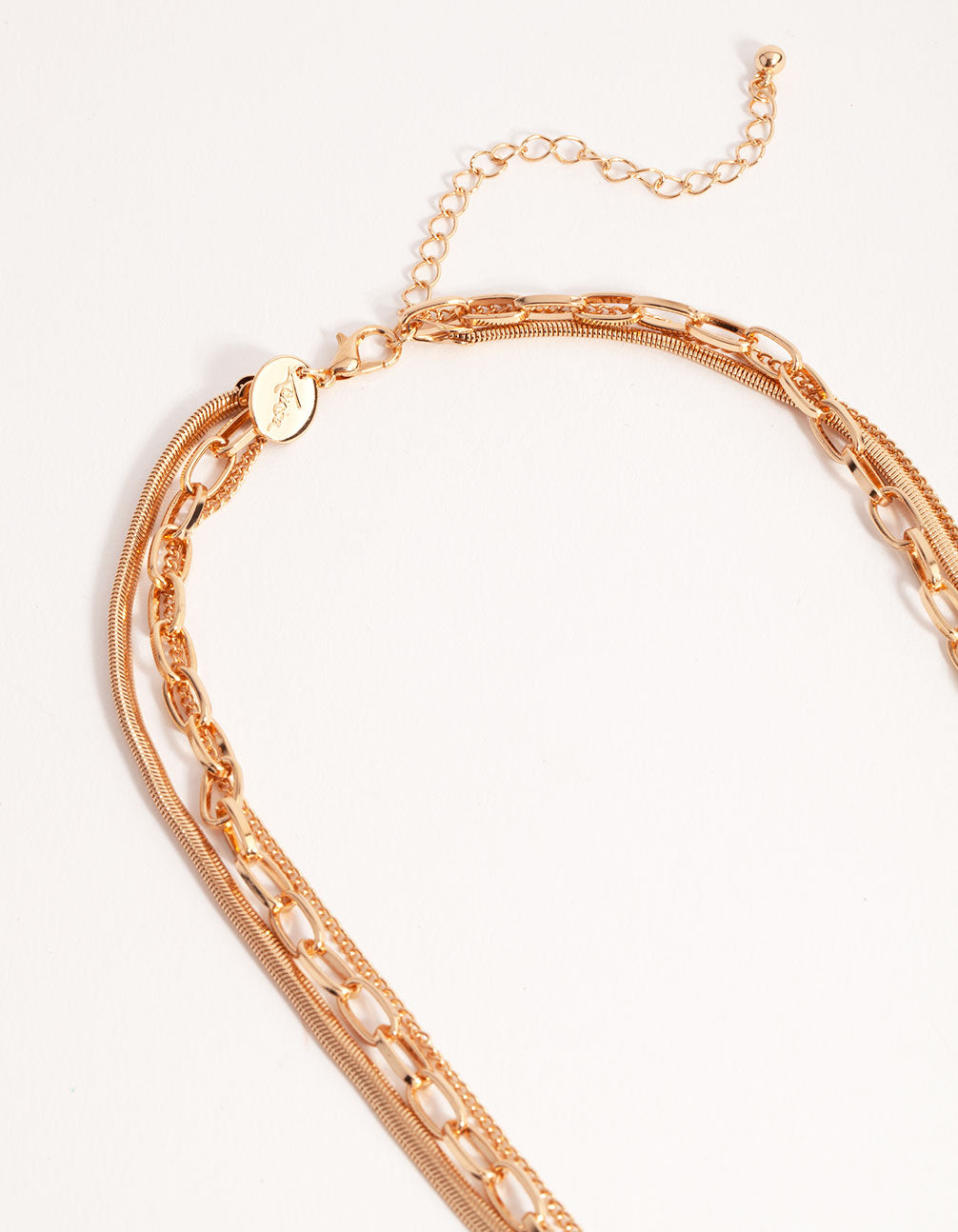 Gold Long Circle Disk 3-Row Necklace