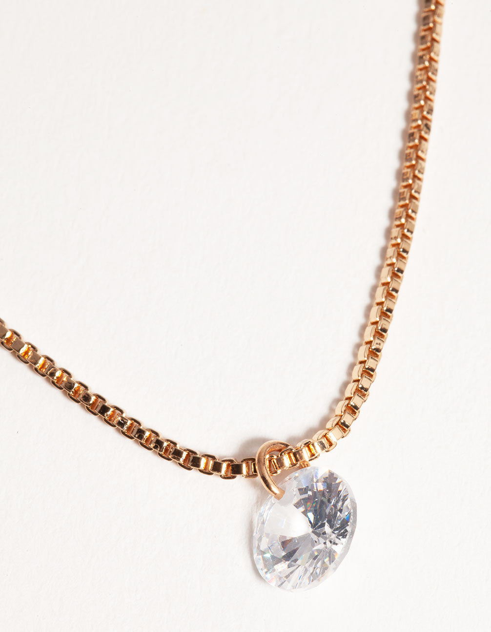 Gold Short 2-Row Cupchain Diamante Necklace