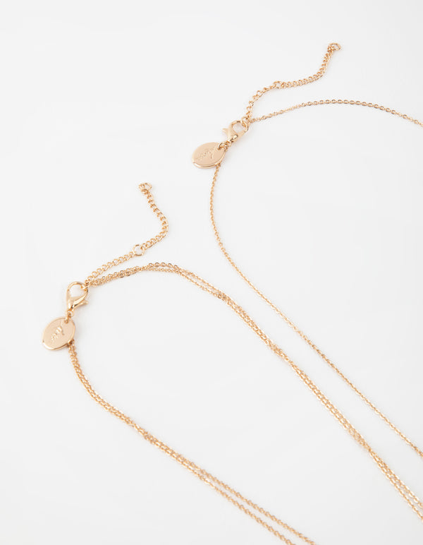 Gold Fine Geo Ball 3-Row Necklace