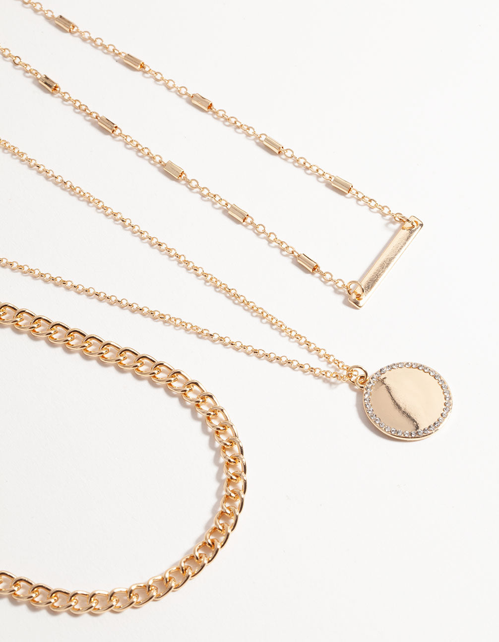 Gold Short Fine Layered Chain Necklace