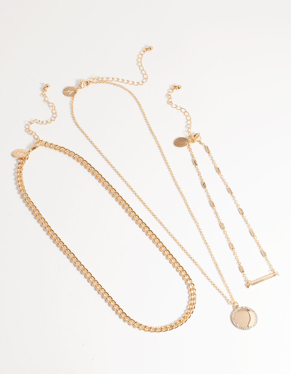 Gold Short Fine Layered Chain Necklace