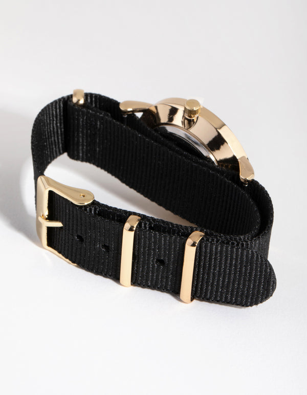 Gold Simple Fabric Strap Watch