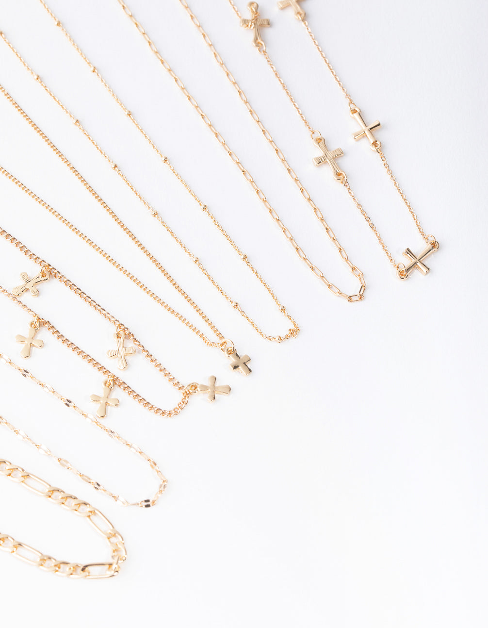 Gold Cross Choker 7-Pack