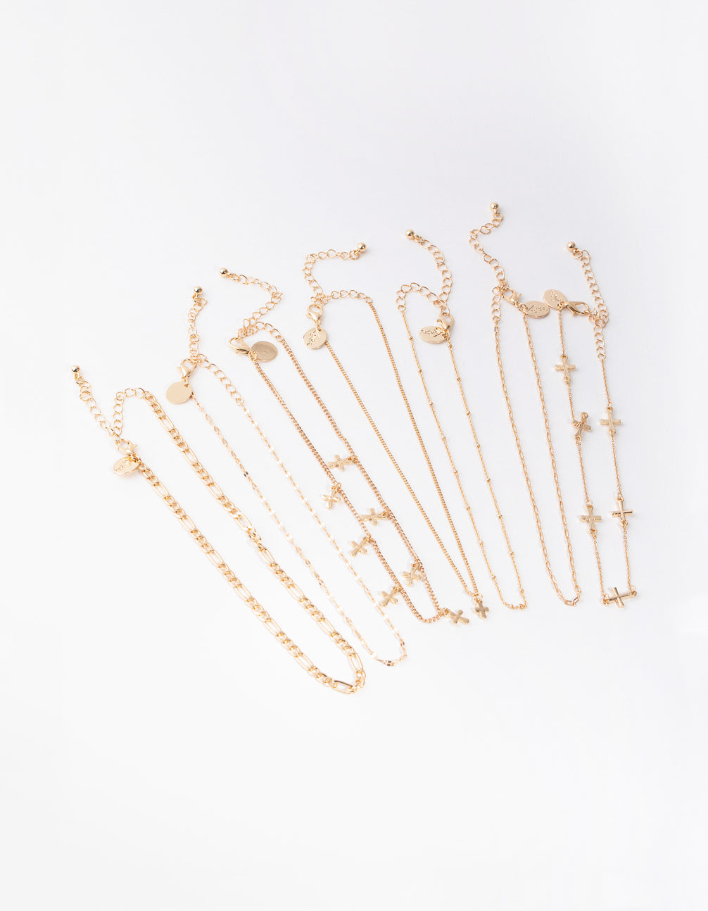 Gold Cross Choker 7-Pack