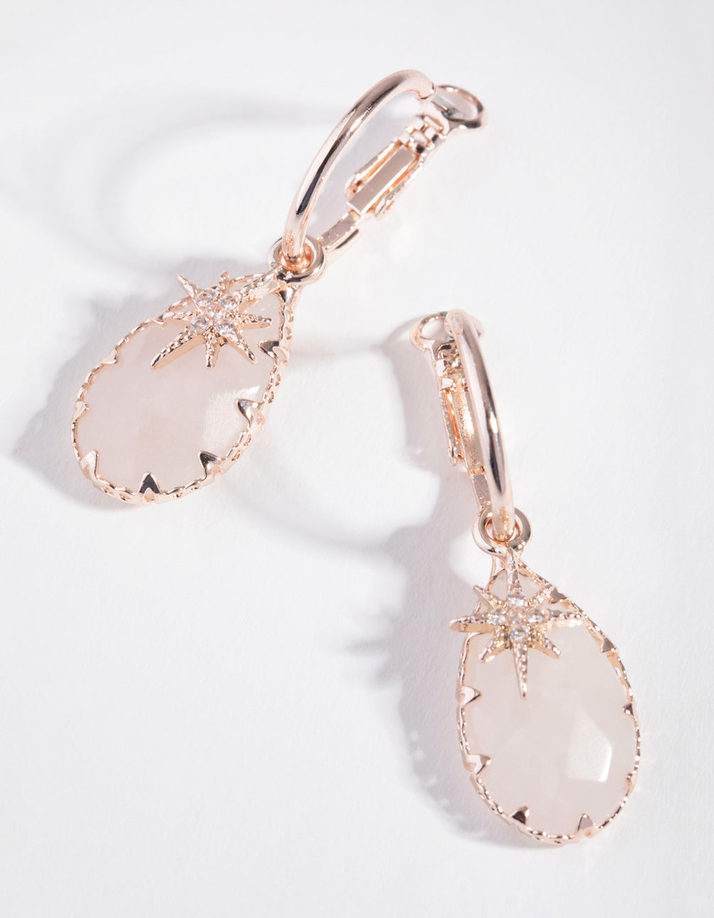 Rose Gold Star Charm Huggie Earrings