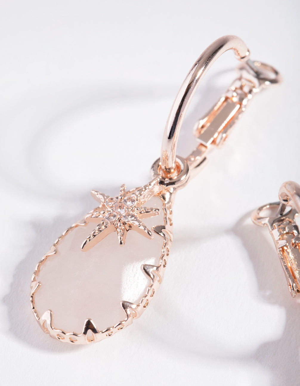 Rose Gold Star Charm Huggie Earrings