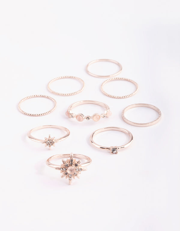 Rose Gold Star Cluter Ring 9-Pack