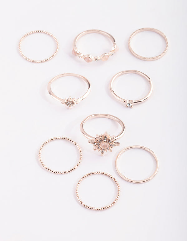 Rose Gold Star Cluter Ring 9-Pack