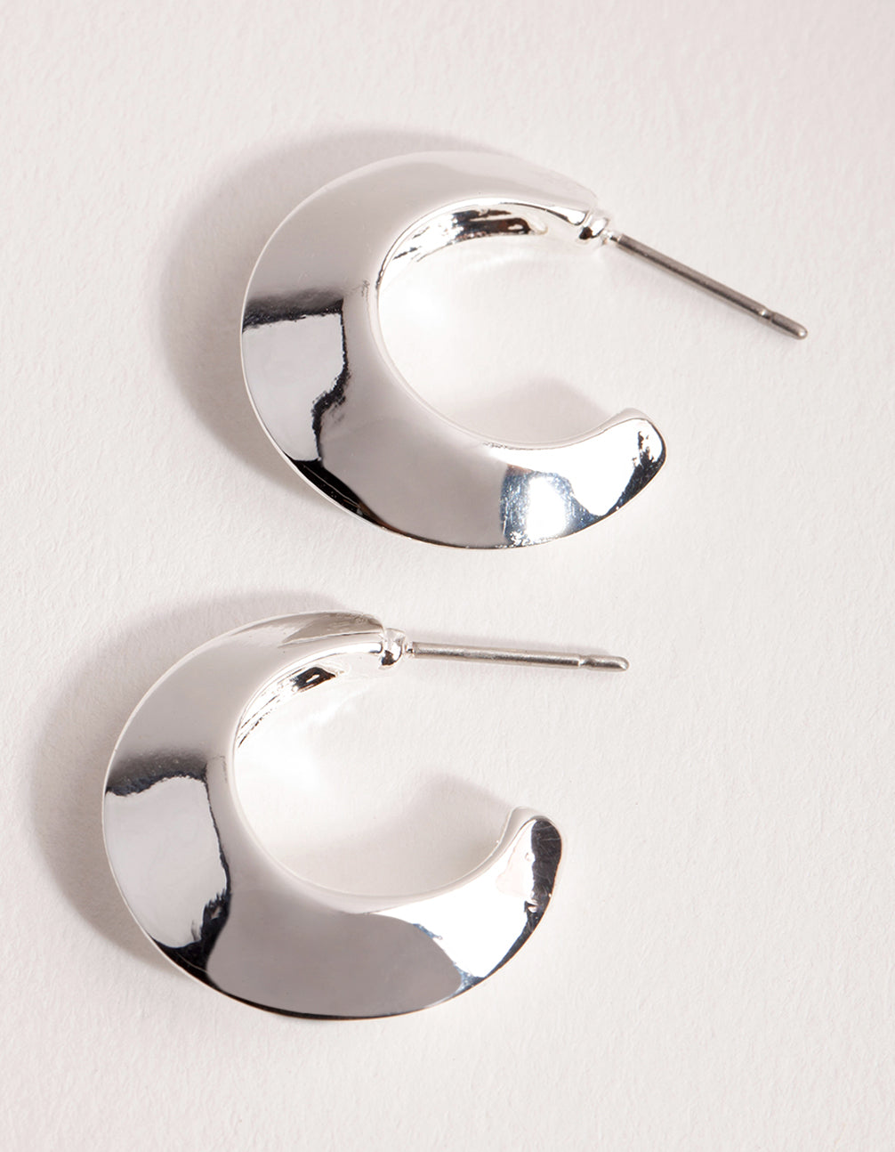 Silver Small Chubby Open Hoop Earrings