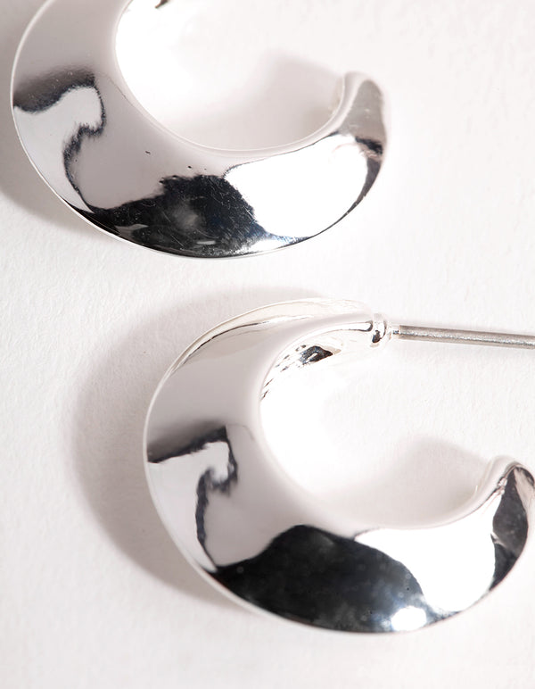 Silver Small Chubby Open Hoop Earrings