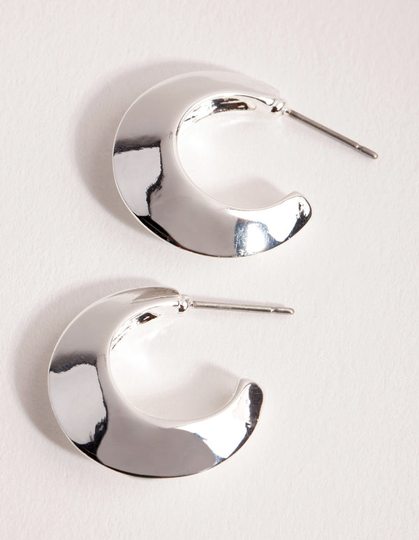 Silver Small Chubby Open Hoop Earrings