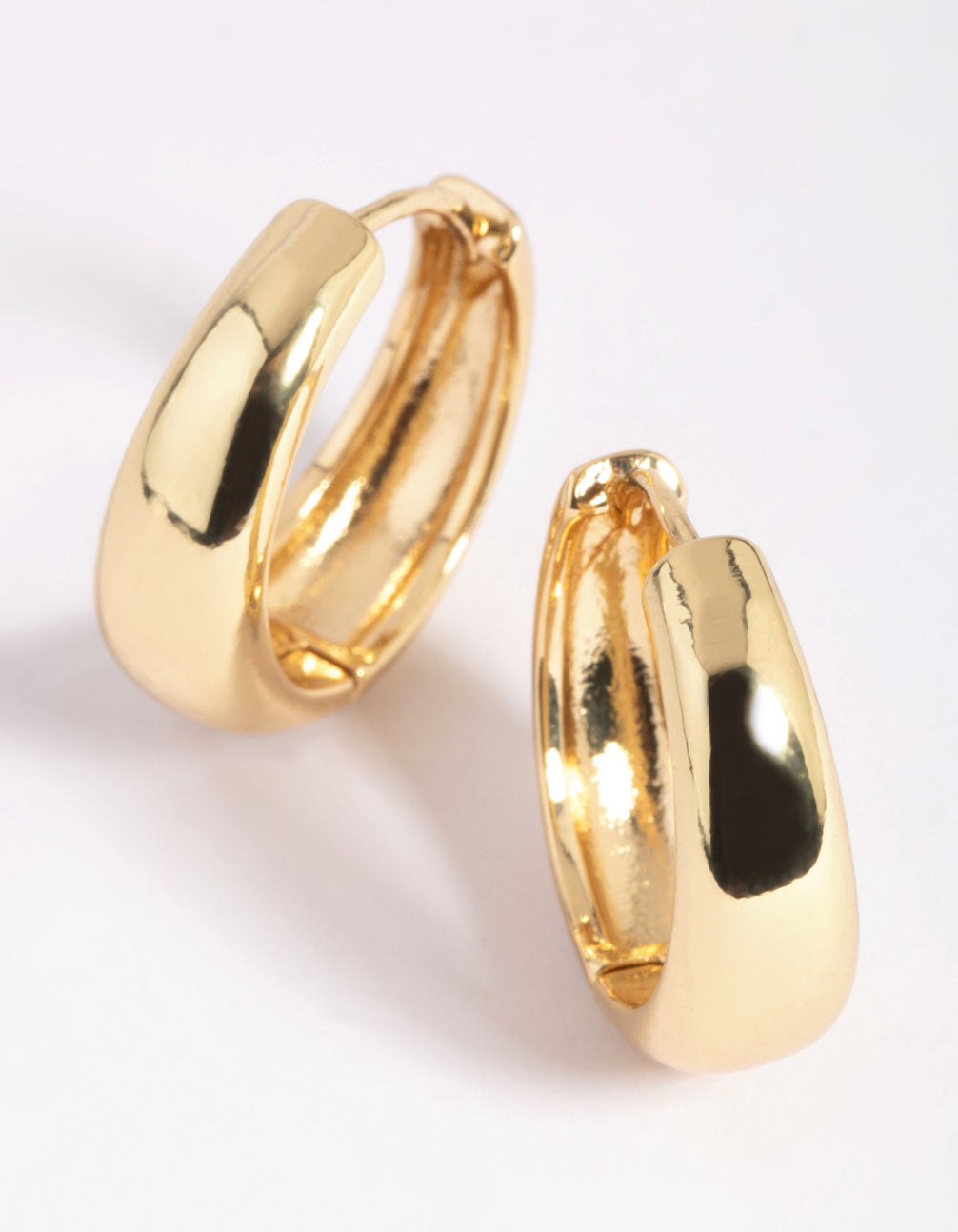 Gold Medium Tube Huggie Earrings