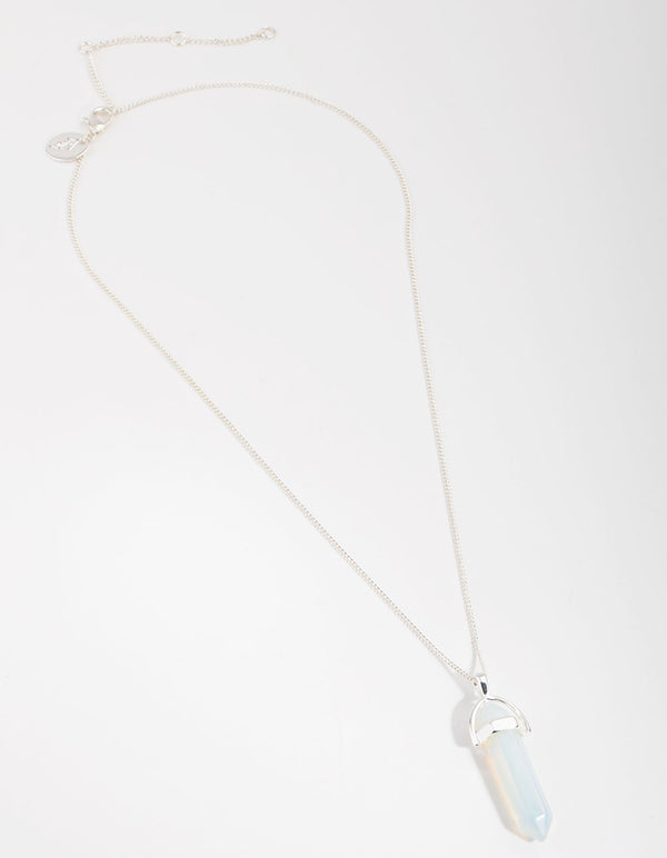 Real Silver Plated Moonstone Shard Necklace
