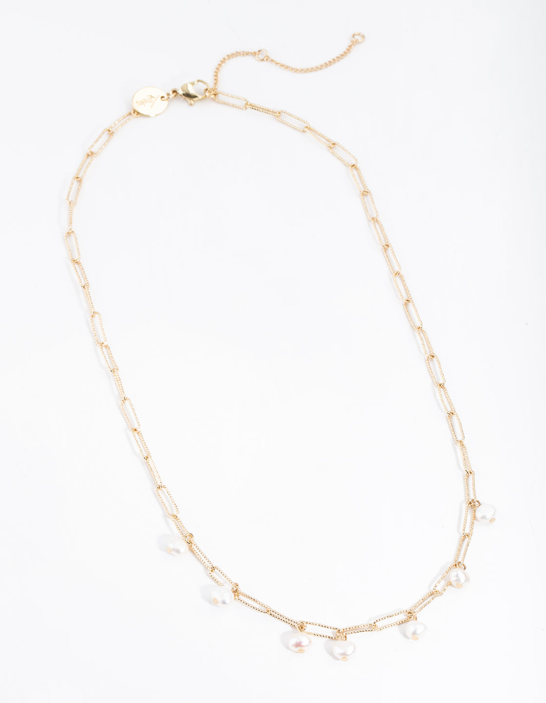 Gold Plated Rectangle Freshwater Pearl Necklace