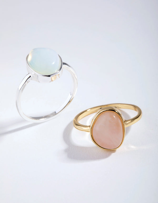 Gold Plated Diamante Star Pack Rings