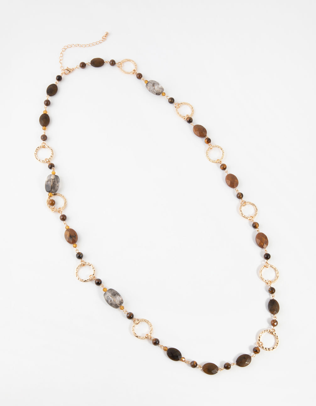 Gold Facet Stone Hoop Necklace