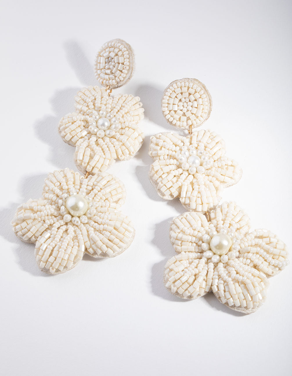Fabric Statement Beaded Drop Earrings