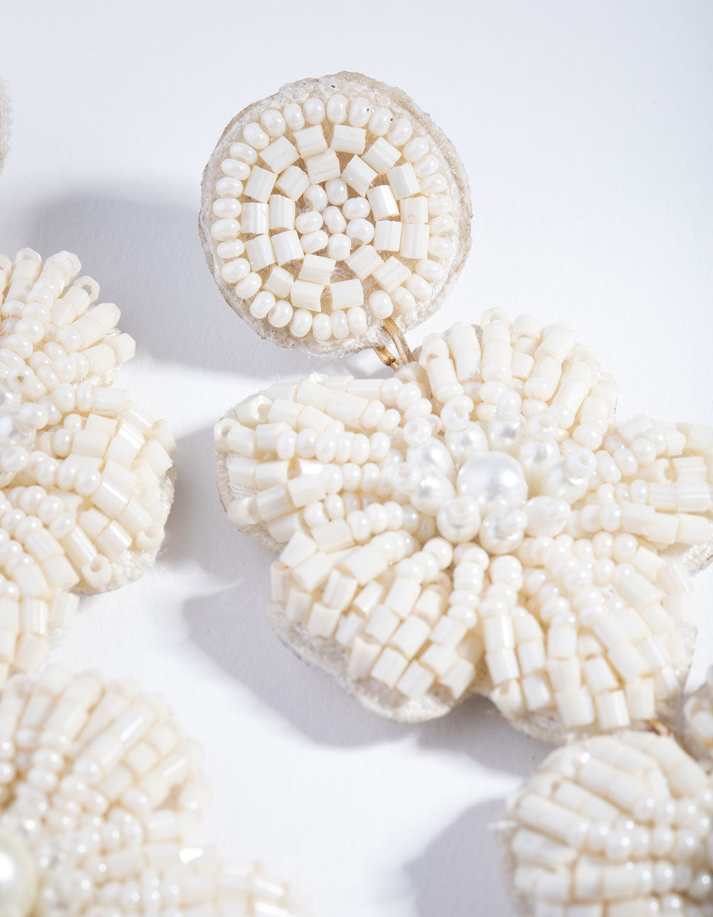 Fabric Statement Beaded Drop Earrings