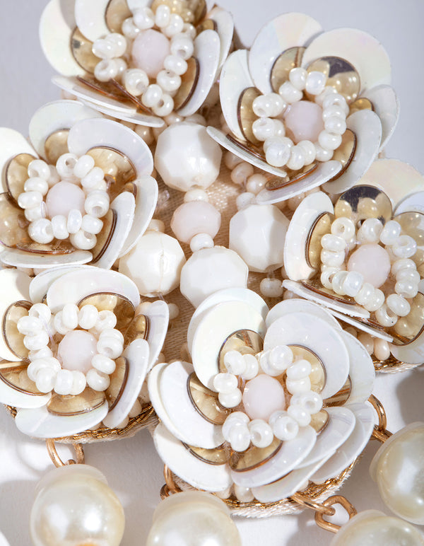 Plastic Bridal Sequin Pearl Drop Earrings