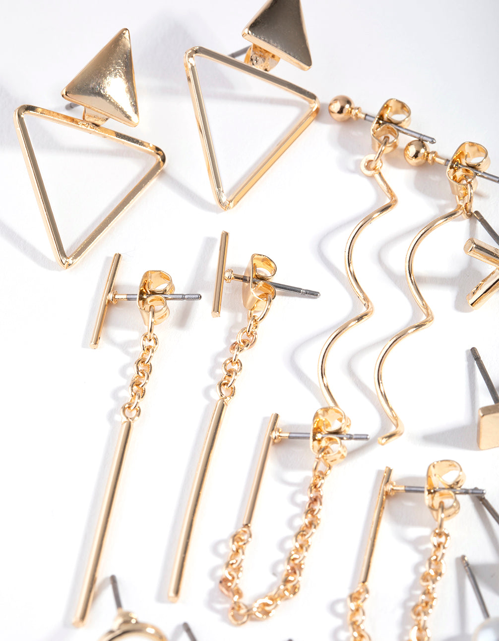 Gold Mix Geometric Shapes 16-Pack Earring