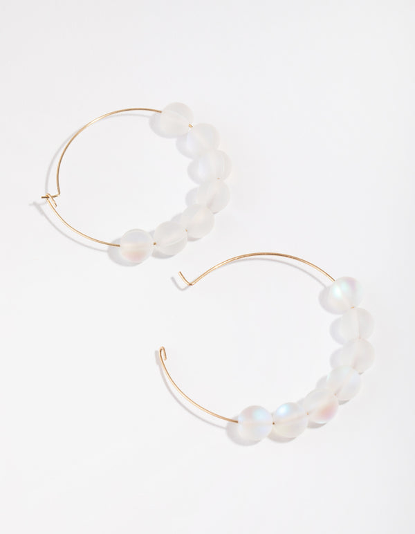 Gold Iridescent Ball Hoop Earrings