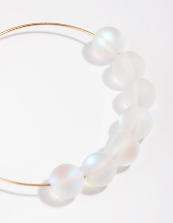 Gold Iridescent Ball Hoop Earrings