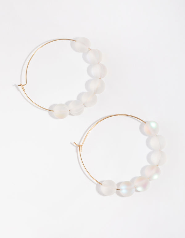 Gold Iridescent Ball Hoop Earrings