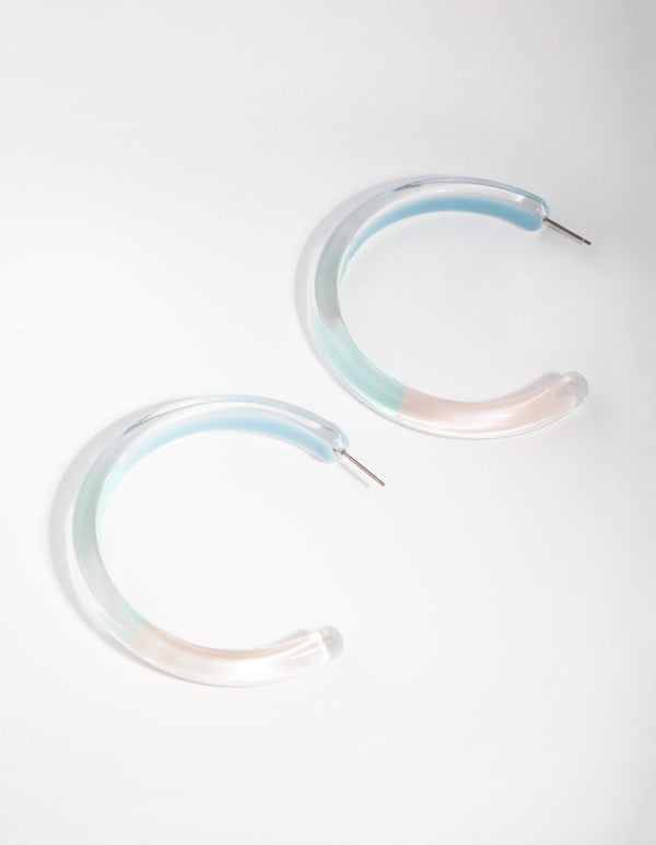 Acrylic 3-Tone Hoop Earrings