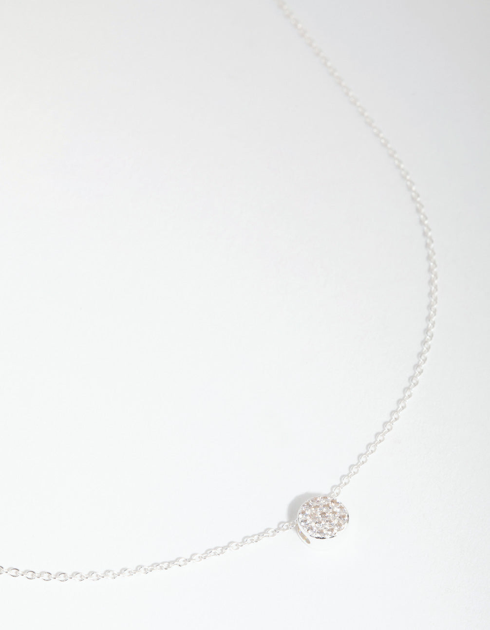 Sterling Silver Cubic Zirconia Pave Disc Necklace