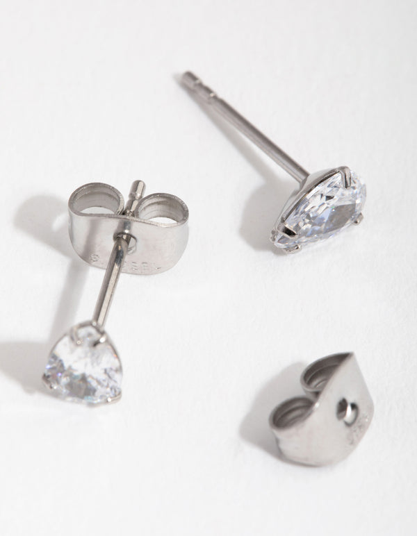 Surgical Steel Cubic Zirconia Pear Stud Earrings