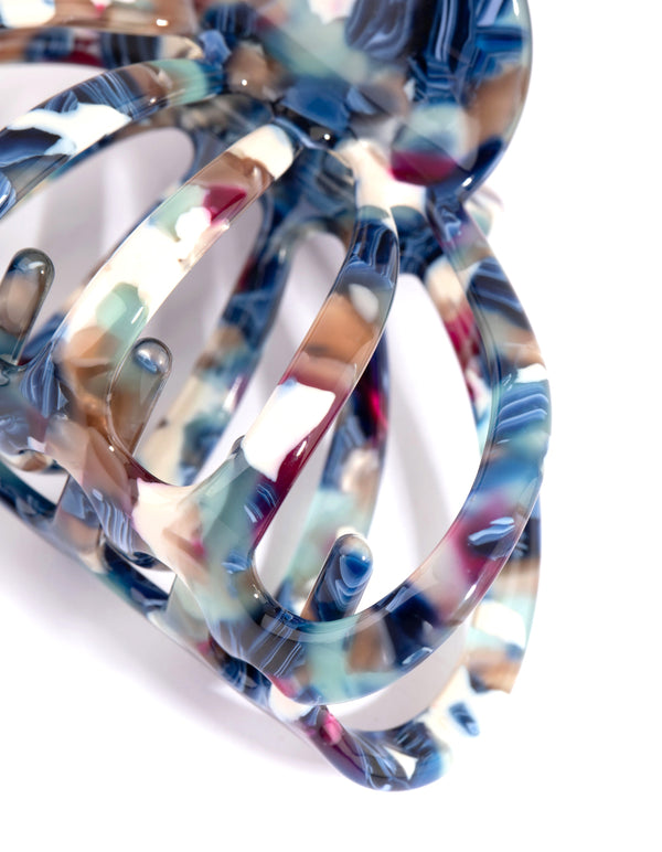 Acrylic Blue Marble Wide Claw