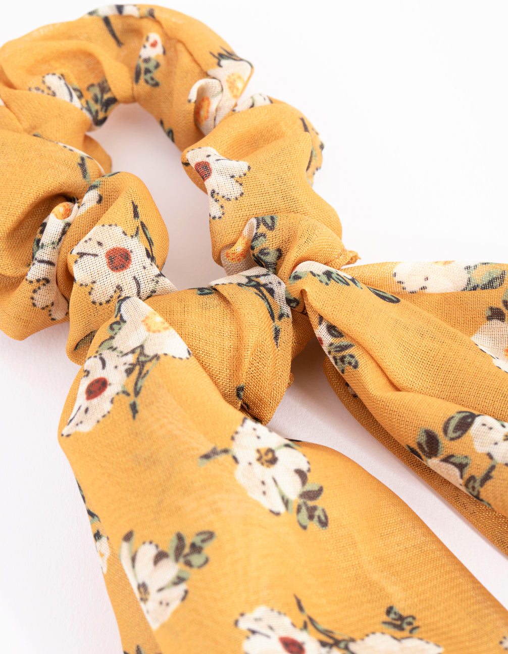 Mustard Print Scarf Scrunchie