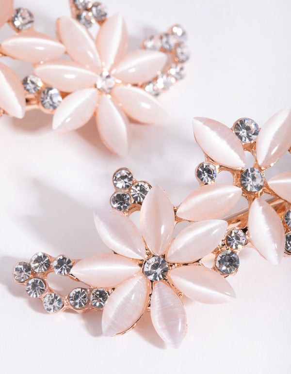 Diamante Cats-Eye Multi Flower Clip