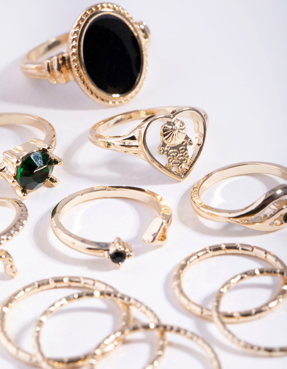 Gold Hamsa Heart Rings 12-Pack
