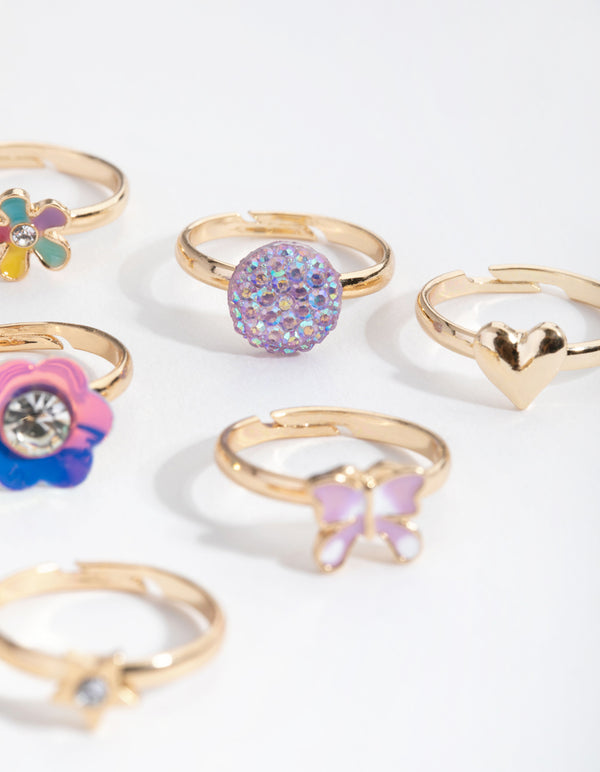 Kids Gold Flower Garden 6-Pack Rings