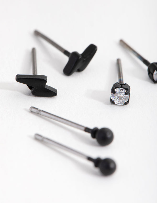 Matte Bolt & Diamante Earrings