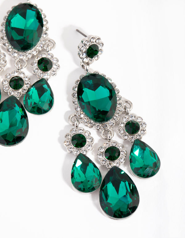 Silver Glam Teardrop Diamante Earrings